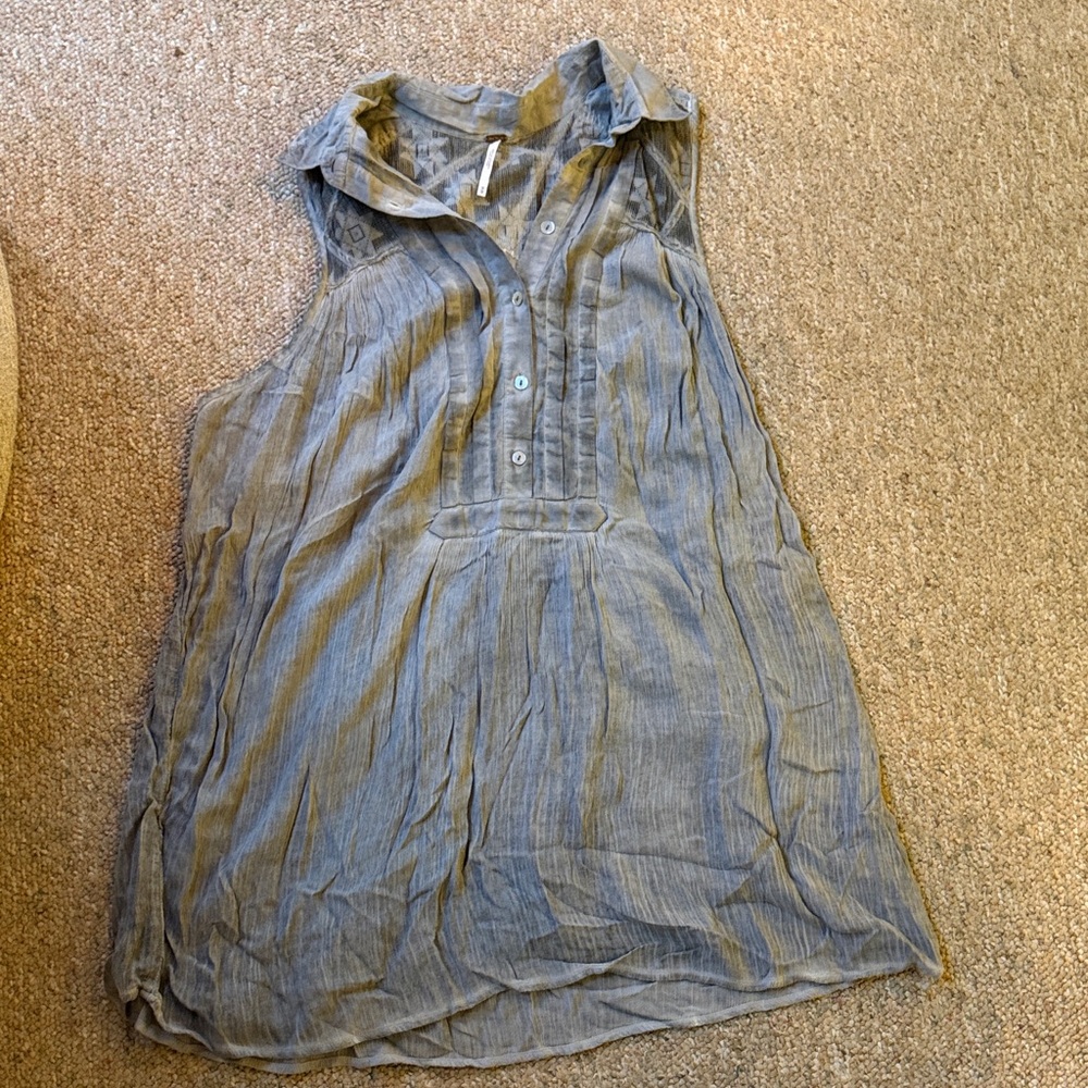 Free People Gray Sleeveless Tank Top